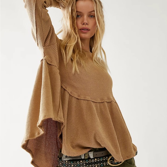 Free People Tops - Free People Camel Waffle Knit Tunic
